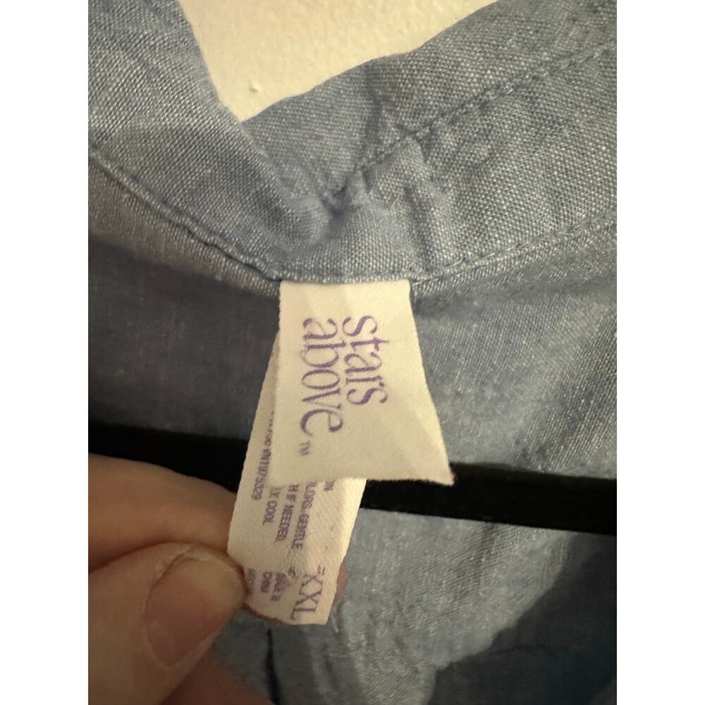 STARS ABOVE Denim Linen Blend Shirt Dress Preppy Old Money Minimalist - Sz XXL - Picture 3 of 4